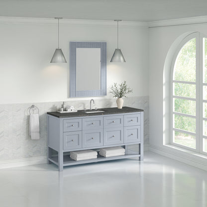 James Martin Vanities Breckenridge 60" Serenity Blue Single Vanity With 3cm Parisien Bleu Top