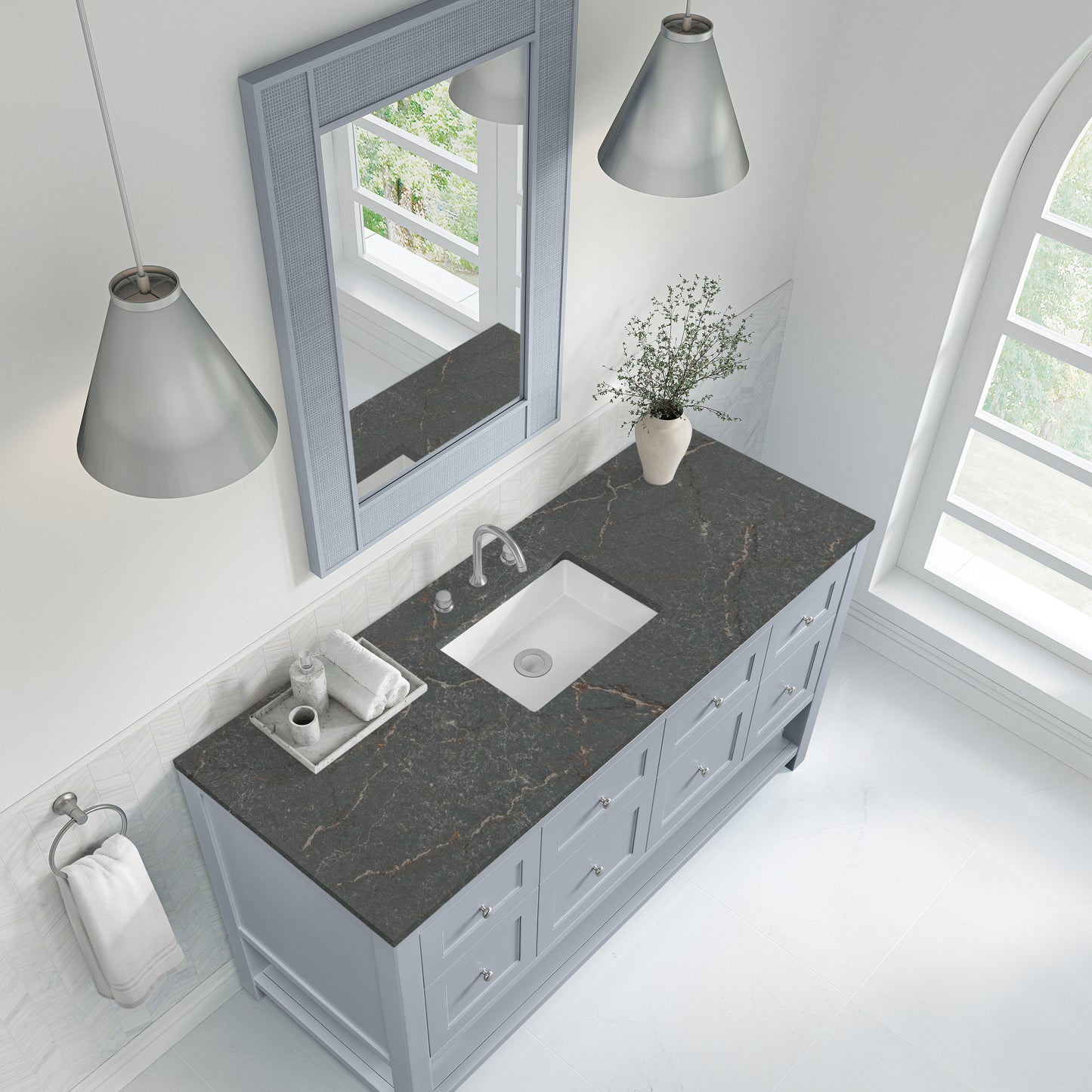 James Martin Vanities Breckenridge 60" Serenity Blue Single Vanity With 3cm Parisien Bleu Top