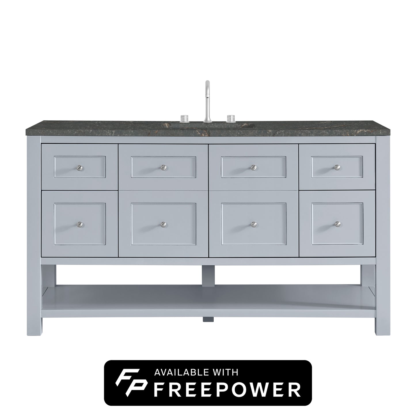 James Martin Vanities Breckenridge 60" Serenity Blue Single Vanity With 3cm Parisien Bleu Top With FreePower Wireless Charger