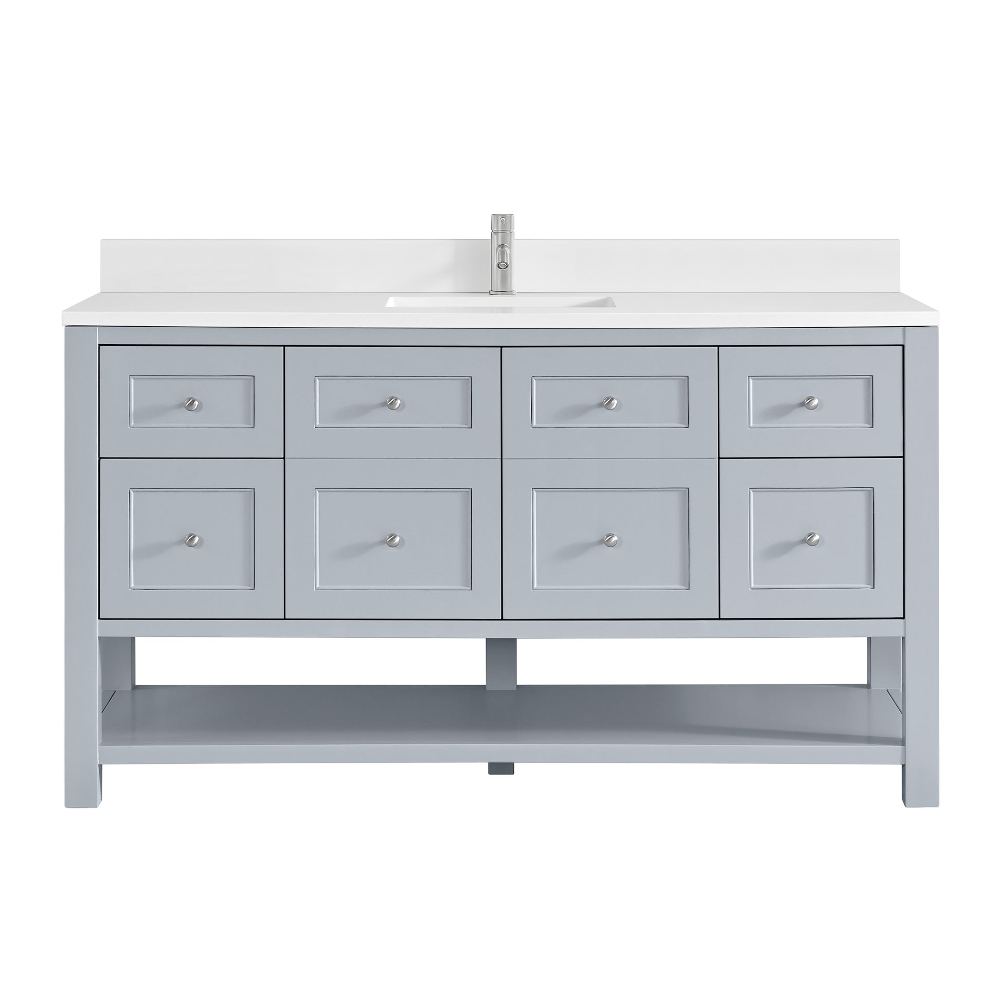 James Martin Vanities Breckenridge 60" Serenity Blue Single Vanity With Single Hole 3cm White Zeus Quartz Top and Backsplash