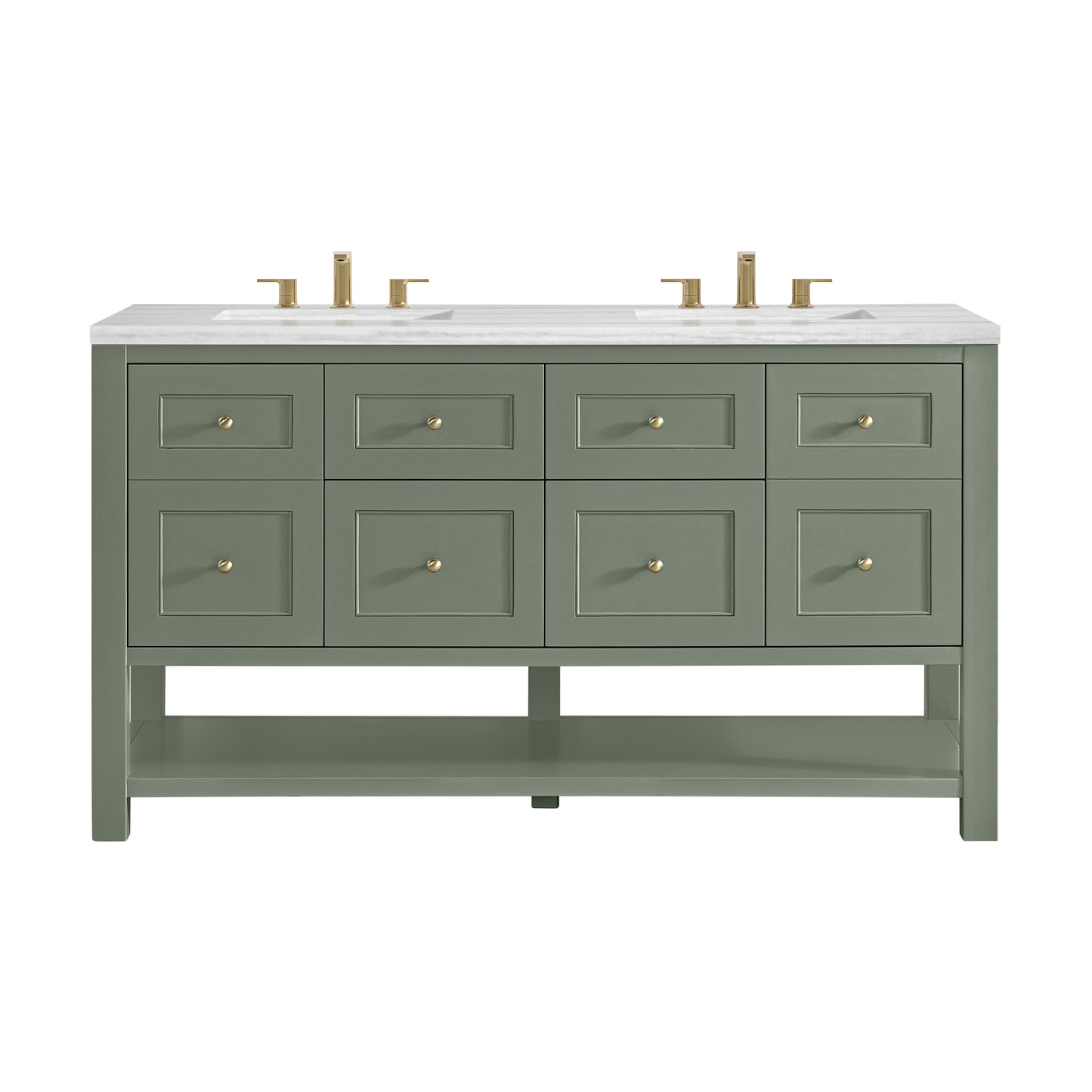 James Martin Vanities Breckenridge 60" Smokey Celadon Double Vanity With 3cm Arctic Fall Solid Surface Top