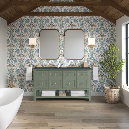 James Martin Vanities Breckenridge 60" Smokey Celadon Double Vanity With 3cm Charcoal Soapstone Quartz Top