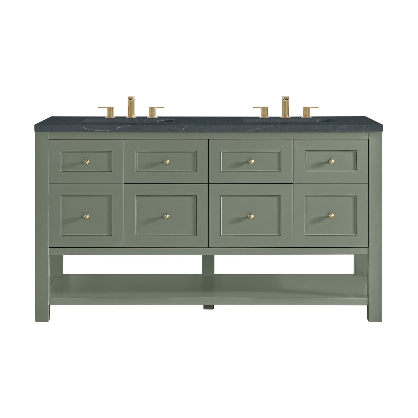 James Martin Vanities Breckenridge 60" Smokey Celadon Double Vanity With 3cm Charcoal Soapstone Quartz Top