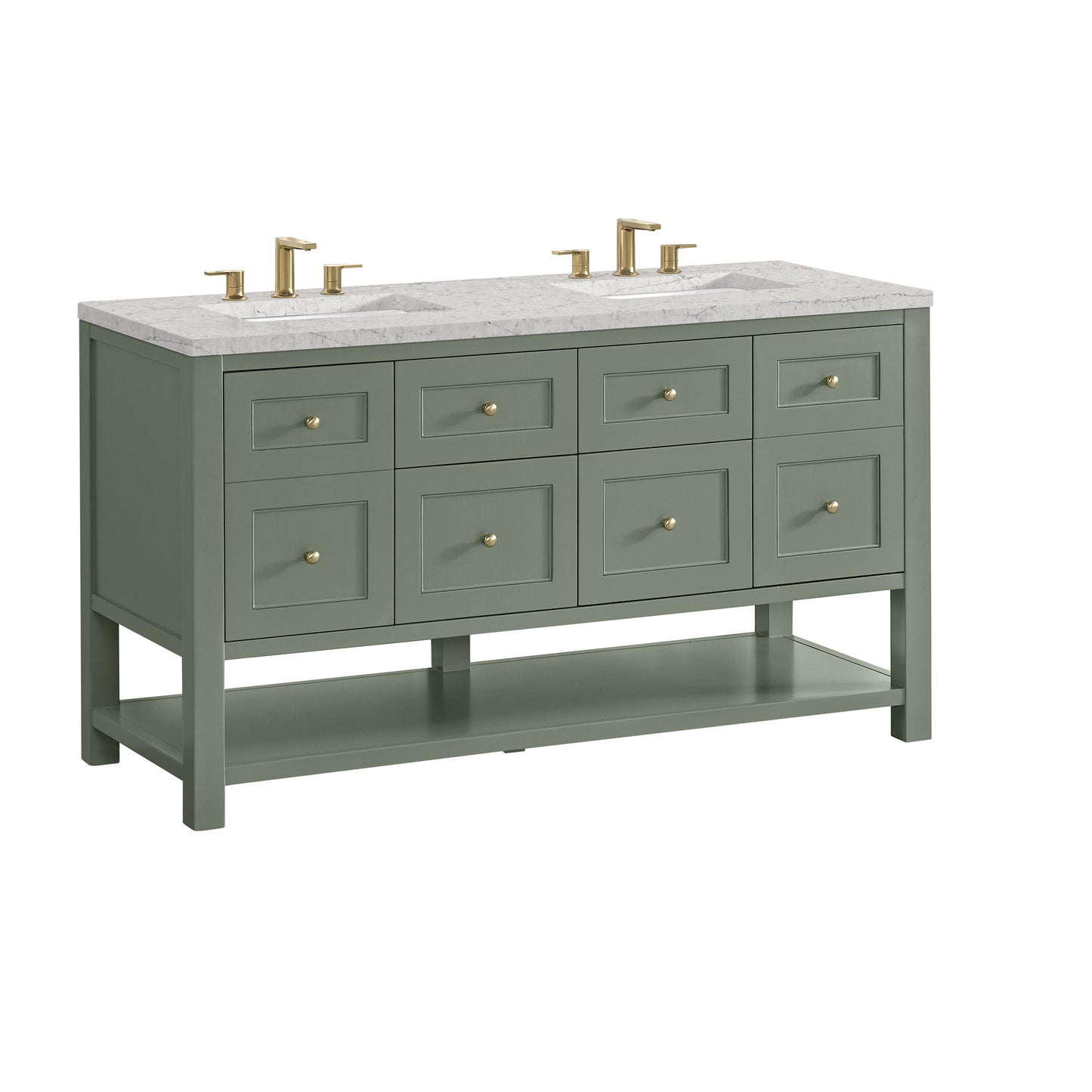 James Martin Vanities Breckenridge 60" Smokey Celadon Double Vanity With 3cm Eternal Jasmine Pearl Quartz Top