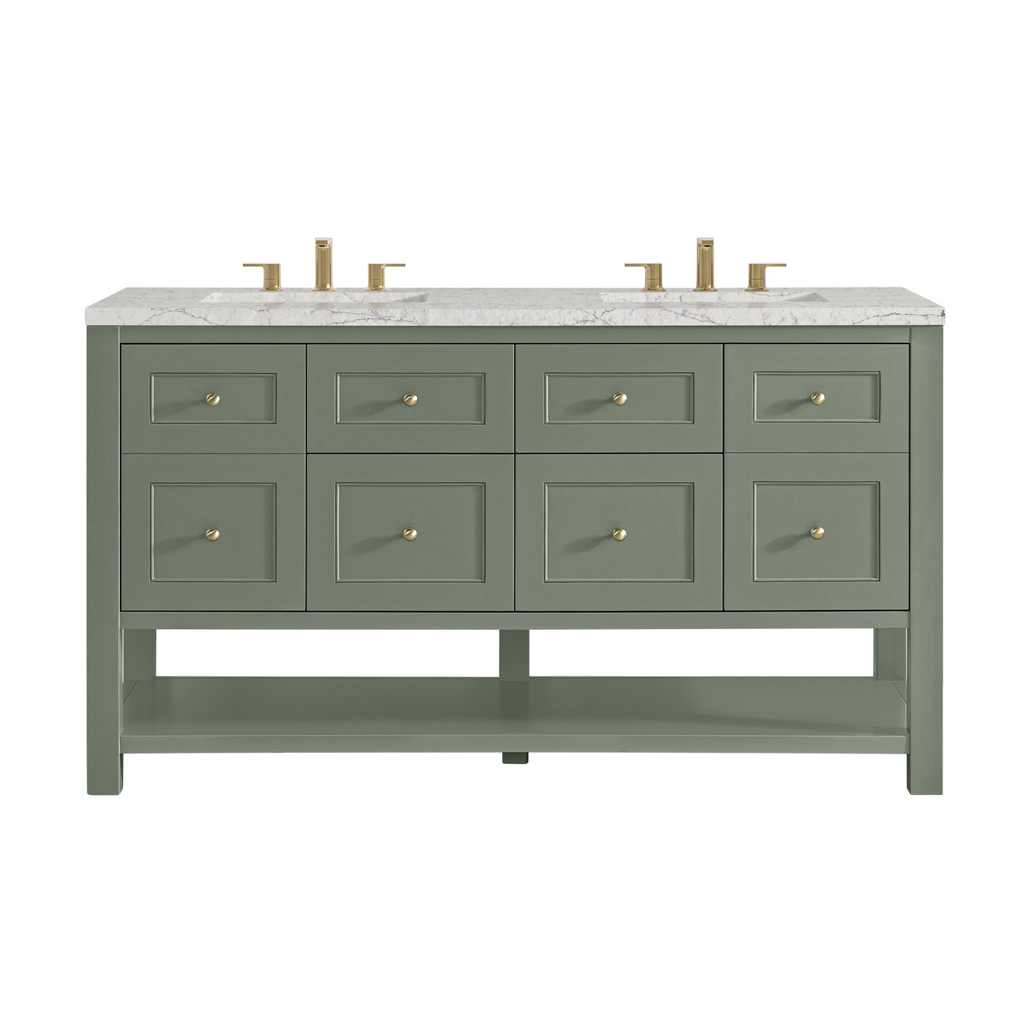 James Martin Vanities Breckenridge 60" Smokey Celadon Double Vanity With 3cm Eternal Jasmine Pearl Quartz Top
