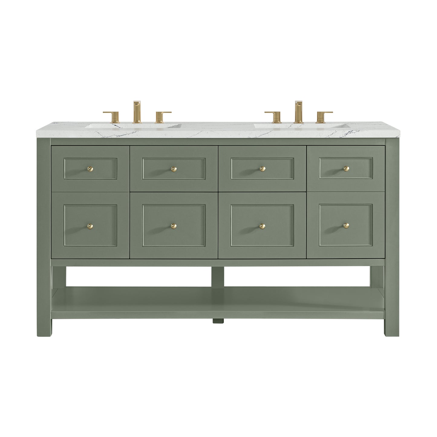 James Martin Vanities Breckenridge 60" Smokey Celadon Double Vanity With 3cm Ethereal Noctis Quartz Top