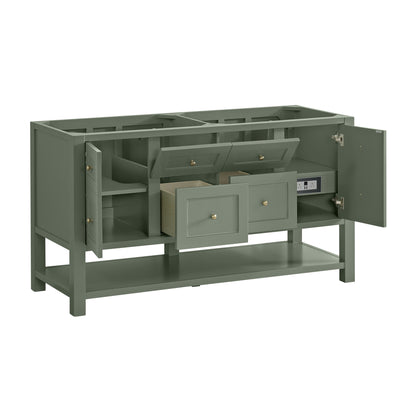 James Martin Vanities Breckenridge 60" Smokey Celadon Double Vanity With 3cm White Zeus Quartz Top