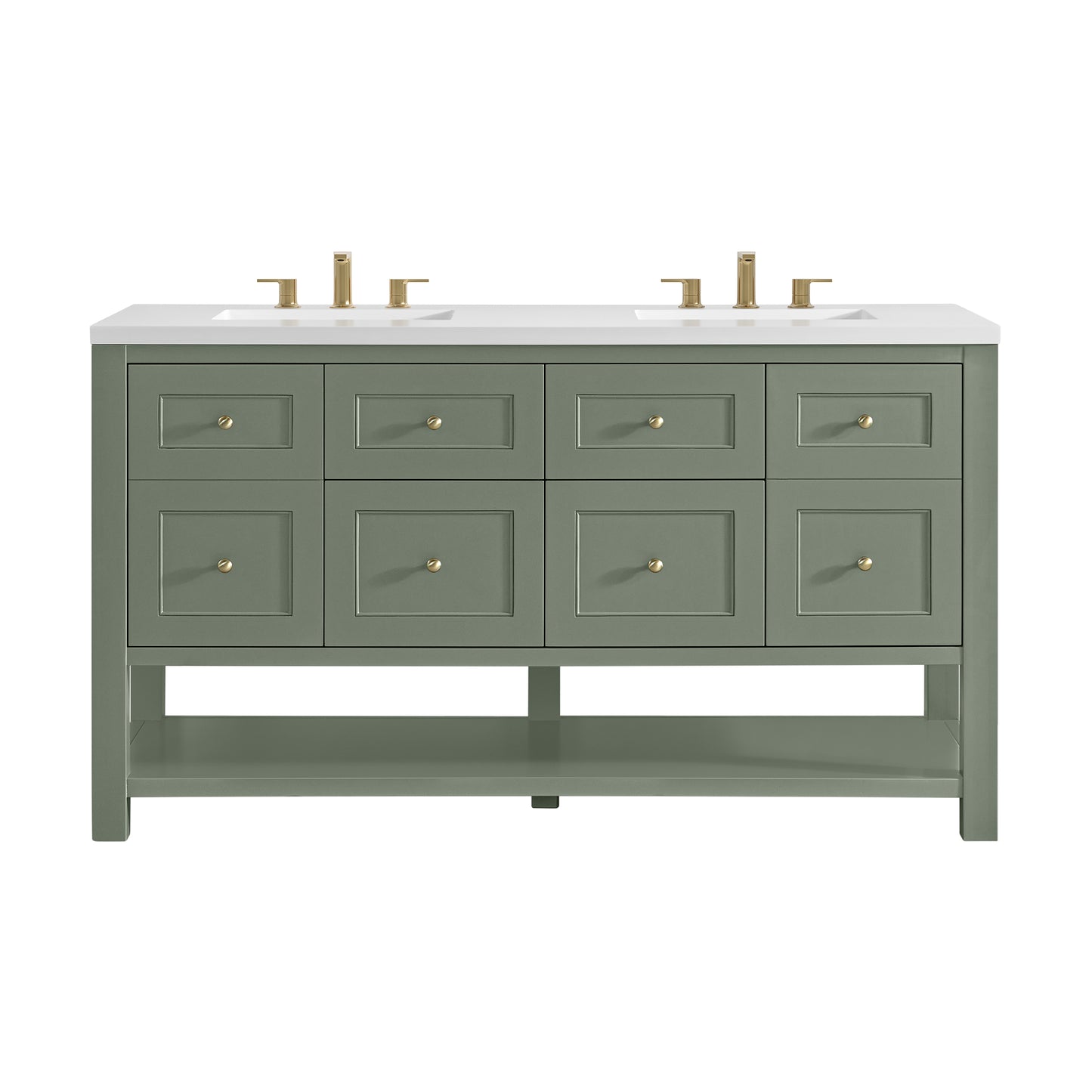 James Martin Vanities Breckenridge 60" Smokey Celadon Double Vanity With 3cm White Zeus Quartz Top
