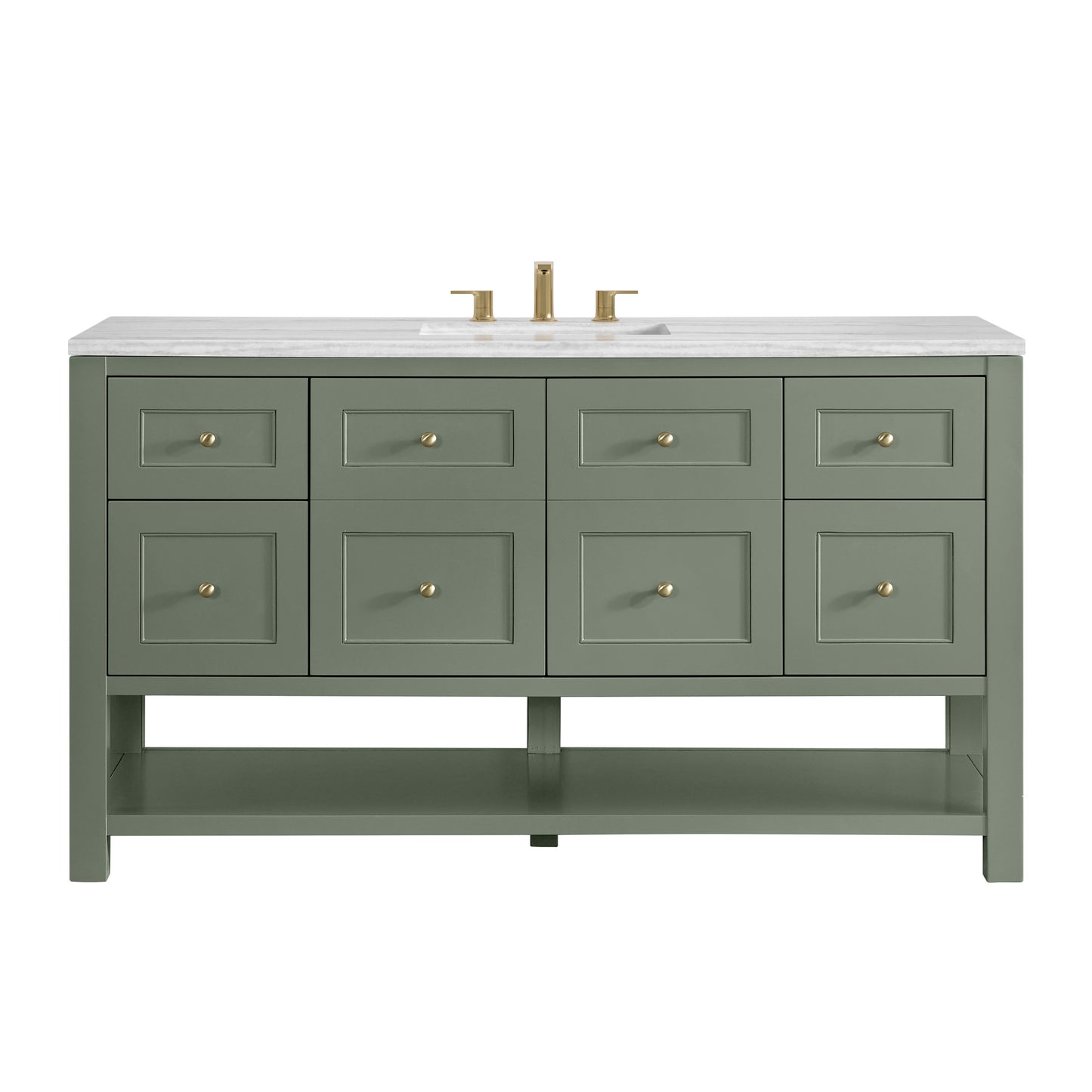 James Martin Vanities Breckenridge 60" Smokey Celadon Single Vanity With 3cm Arctic Fall Solid Surface Top