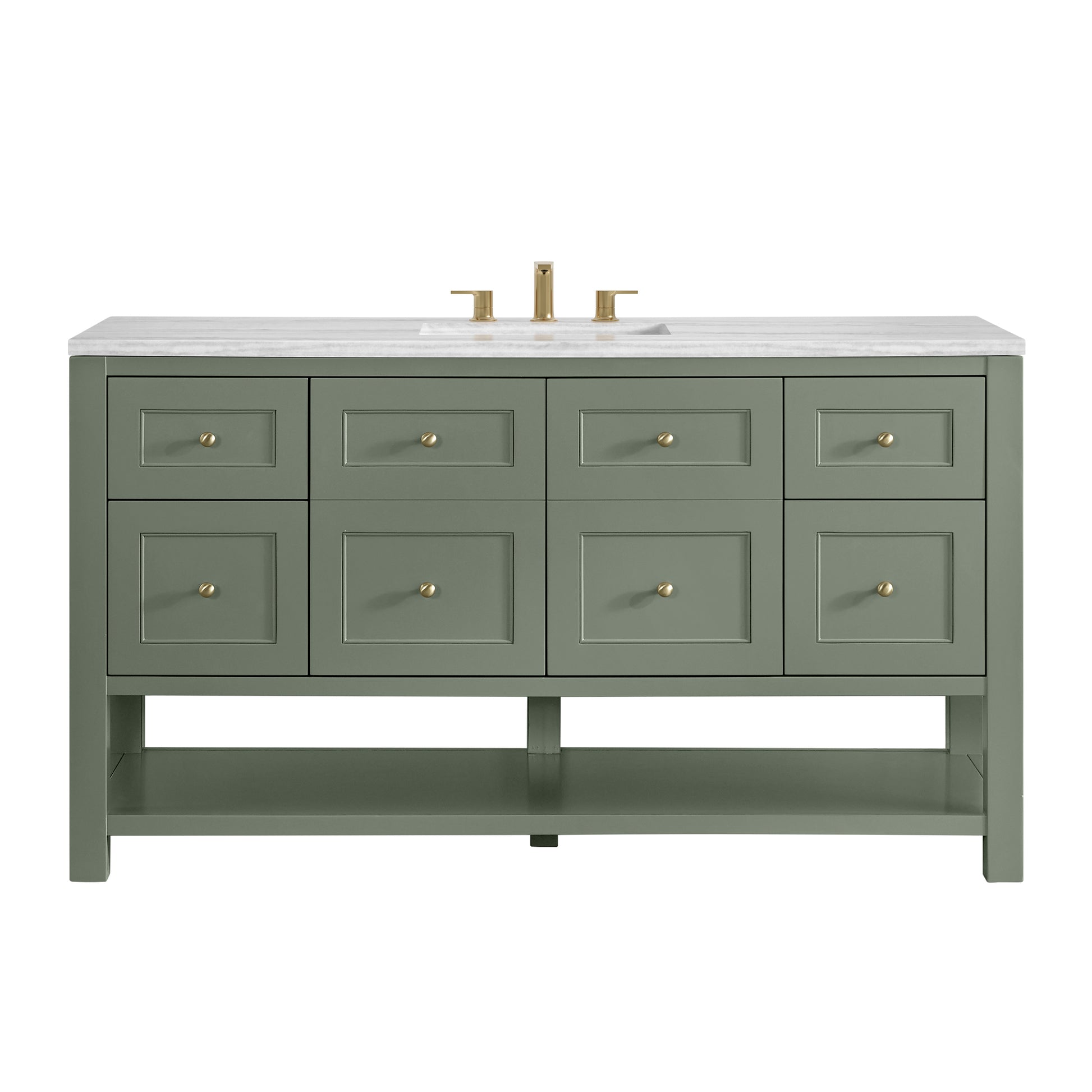 James Martin Vanities Breckenridge 60" Smokey Celadon Single Vanity With 3cm Arctic Fall Solid Surface Top