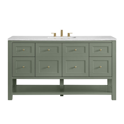 James Martin Vanities Breckenridge 60" Smokey Celadon Single Vanity With 3cm Arctic Fall Solid Surface Top