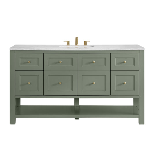 James Martin Vanities Breckenridge 60" Smokey Celadon Single Vanity With 3cm Arctic Fall Solid Surface Top