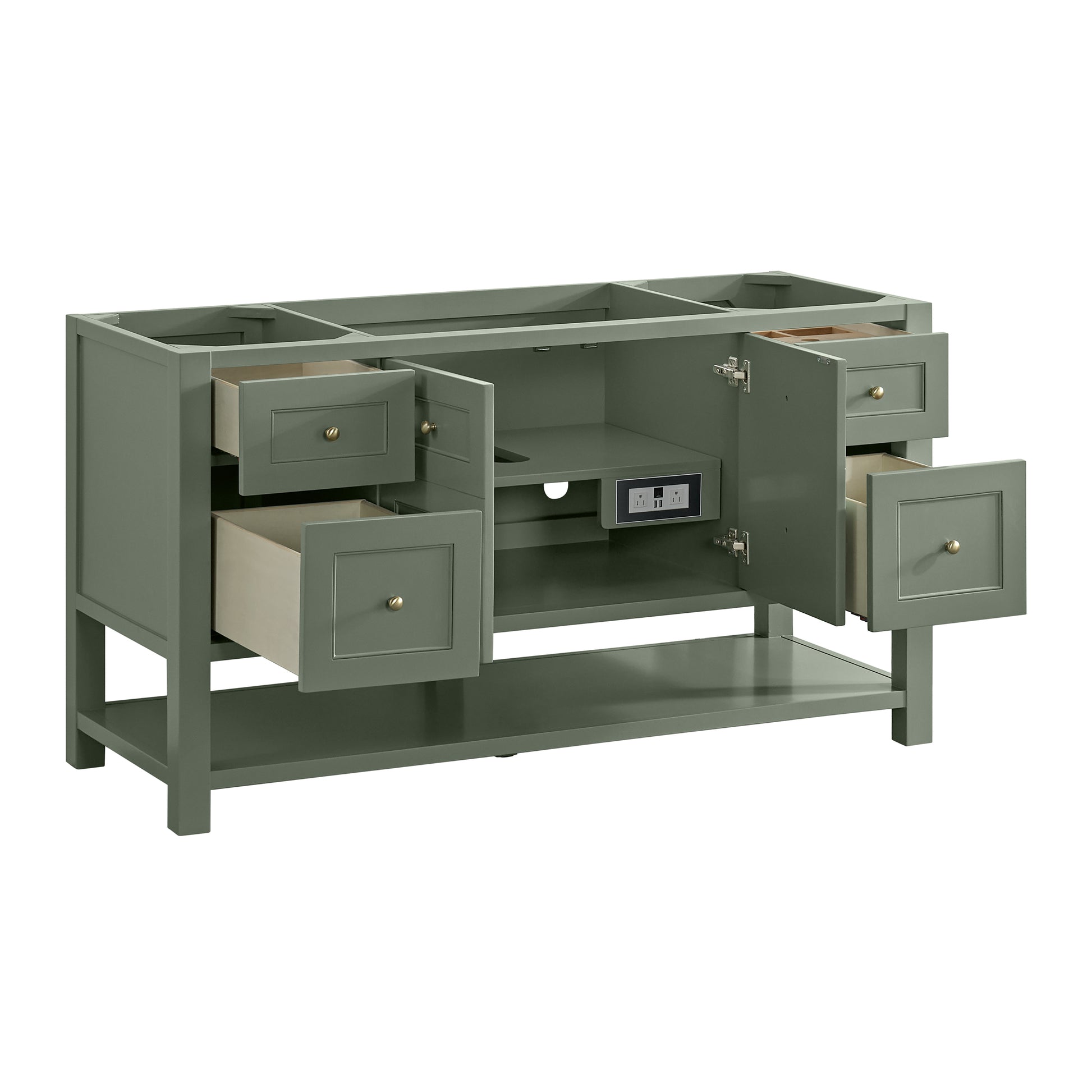 James Martin Vanities Breckenridge 60" Smokey Celadon Single Vanity With 3cm Carrara Marble Top