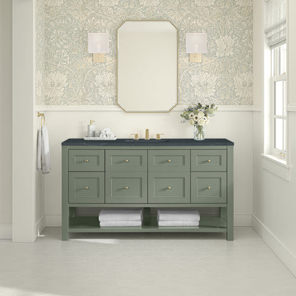 James Martin Vanities Breckenridge 60" Smokey Celadon Single Vanity With 3cm Charcoal Soapstone Quartz Top