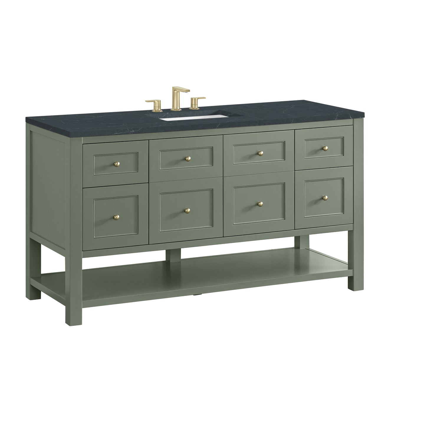 James Martin Vanities Breckenridge 60" Smokey Celadon Single Vanity With 3cm Charcoal Soapstone Quartz Top