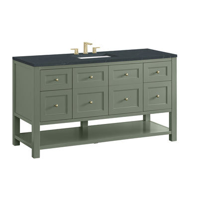 James Martin Vanities Breckenridge 60" Smokey Celadon Single Vanity With 3cm Charcoal Soapstone Quartz Top