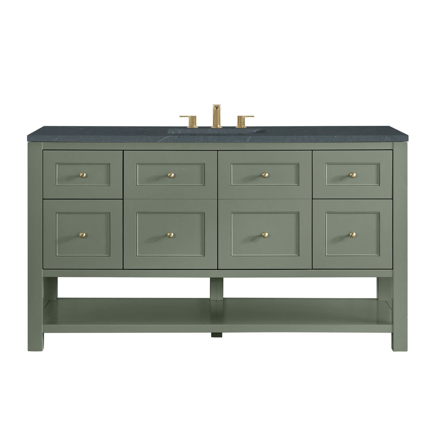 James Martin Vanities Breckenridge 60" Smokey Celadon Single Vanity With 3cm Charcoal Soapstone Quartz Top