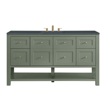 James Martin Vanities Breckenridge 60" Smokey Celadon Single Vanity With 3cm Charcoal Soapstone Quartz Top
