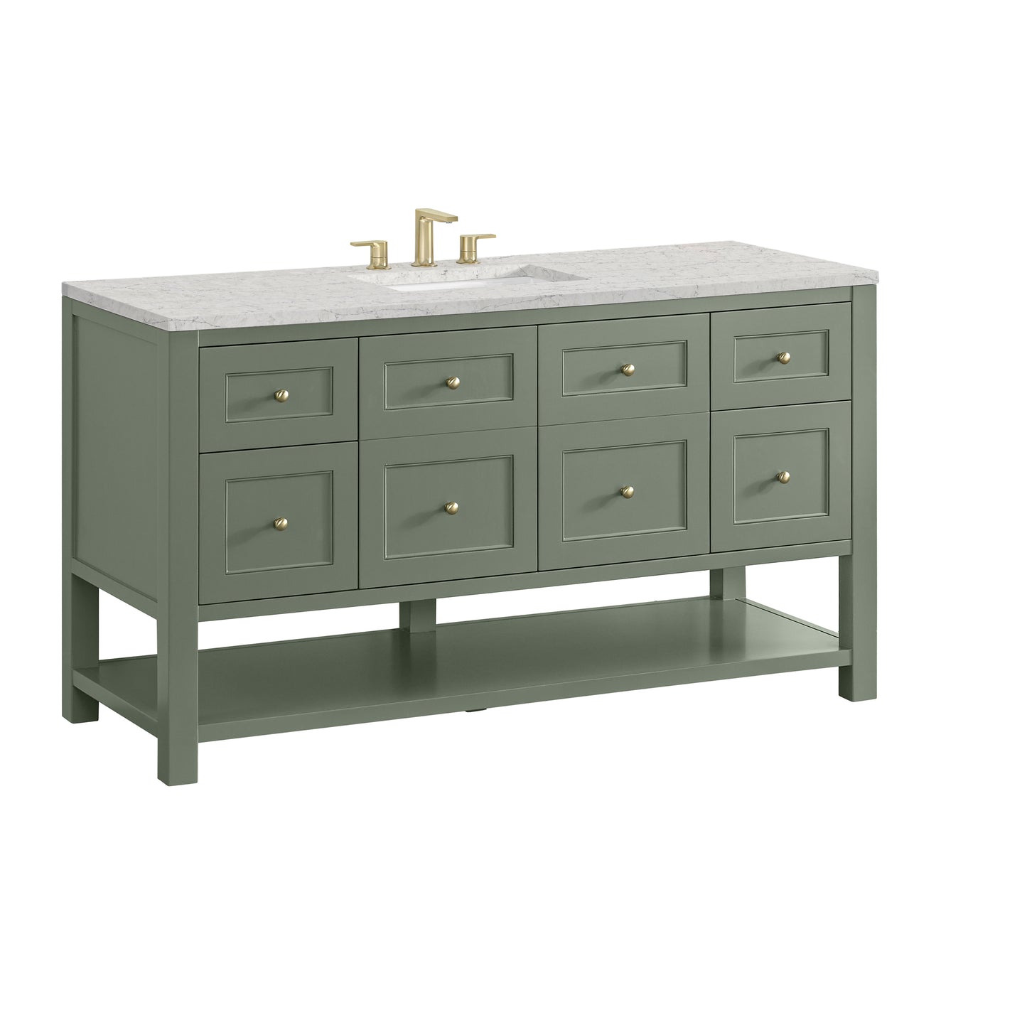 James Martin Vanities Breckenridge 60" Smokey Celadon Single Vanity With 3cm Eternal Jasmine Pearl Quartz Top