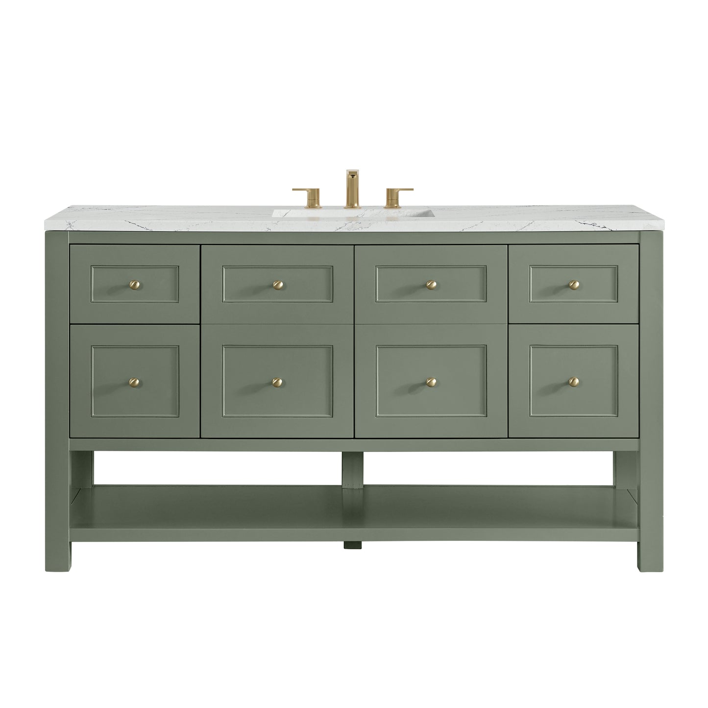 James Martin Vanities Breckenridge 60" Smokey Celadon Single Vanity With 3cm Ethereal Noctis Quartz Top