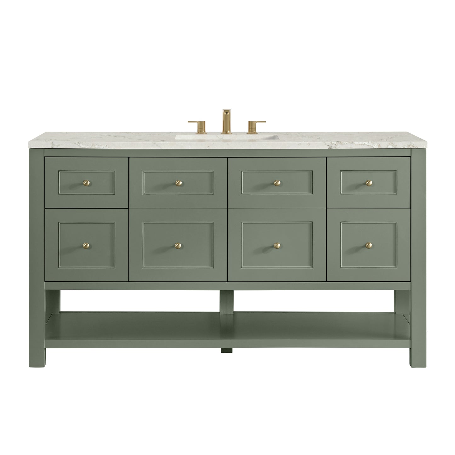 James Martin Vanities Breckenridge 60" Smokey Celadon Single Vanity With 3cm Victorian Silver Quartz Top