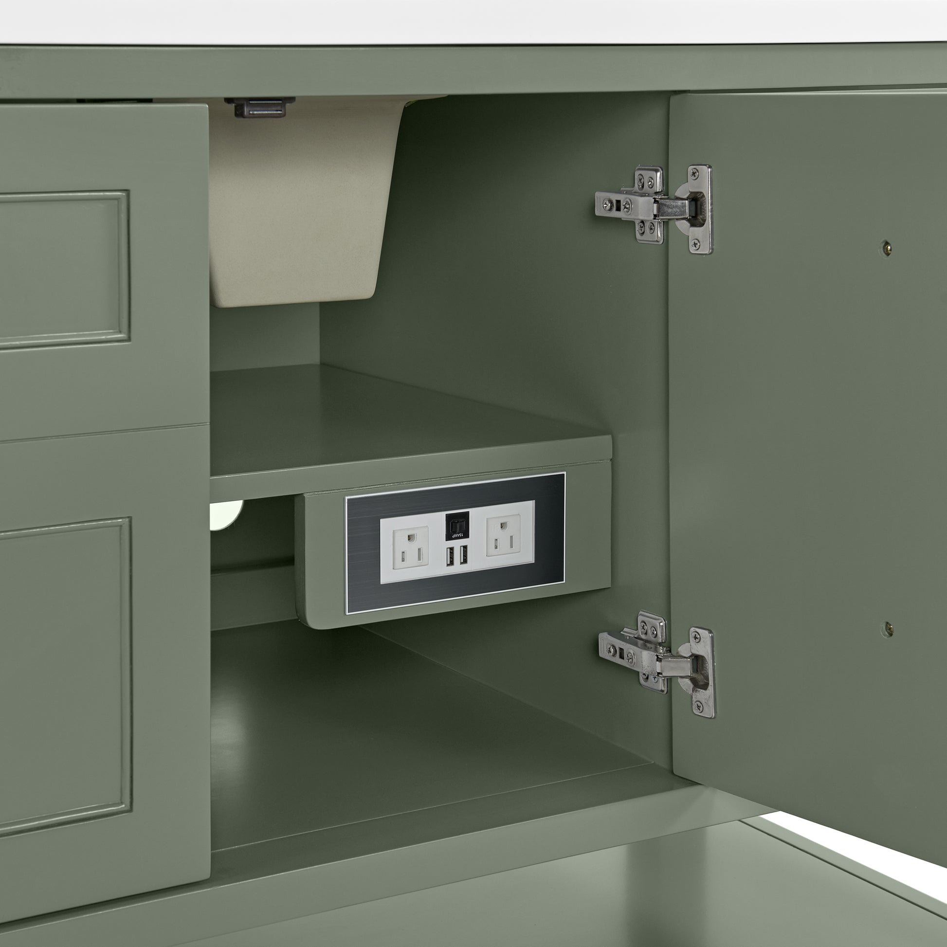 James Martin Vanities Breckenridge 60" Smokey Celadon Single Vanity With 3cm White Zeus Quartz Top