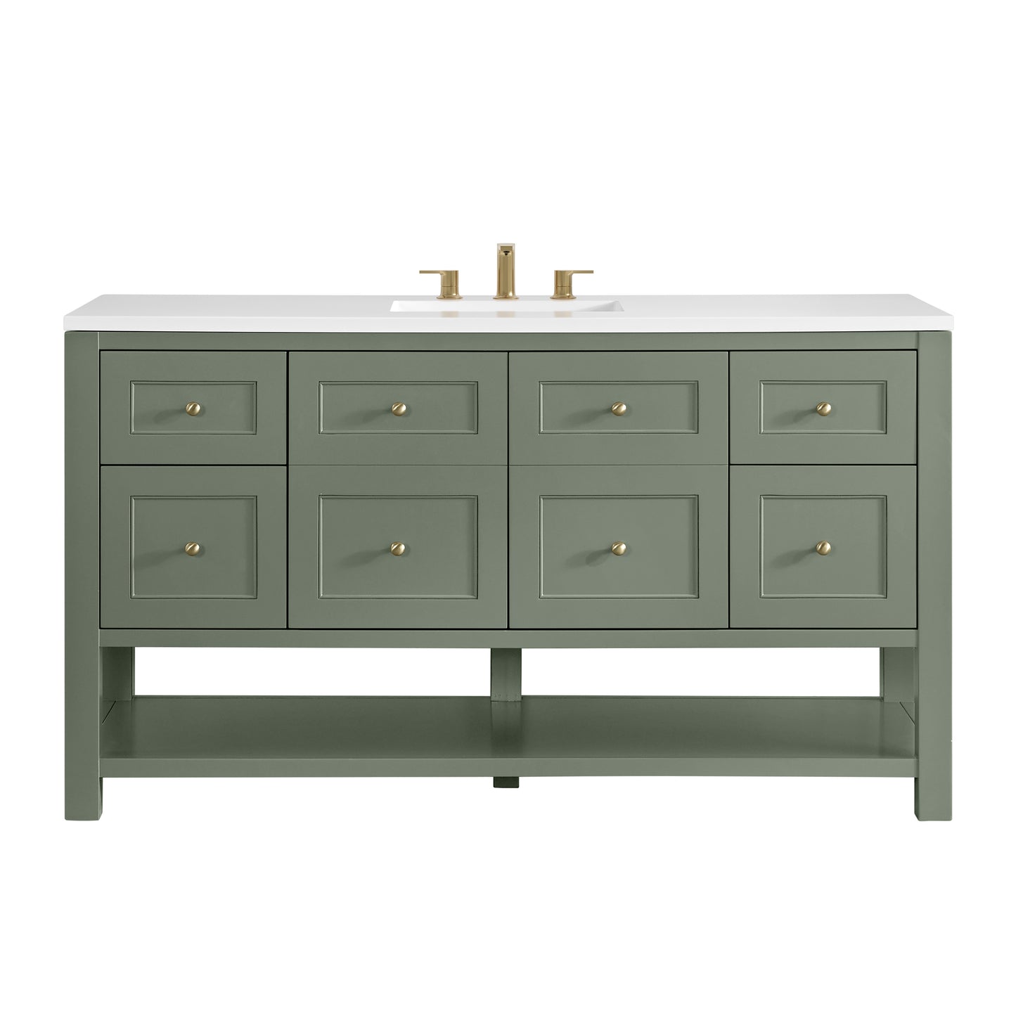 James Martin Vanities Breckenridge 60" Smokey Celadon Single Vanity With 3cm White Zeus Quartz Top