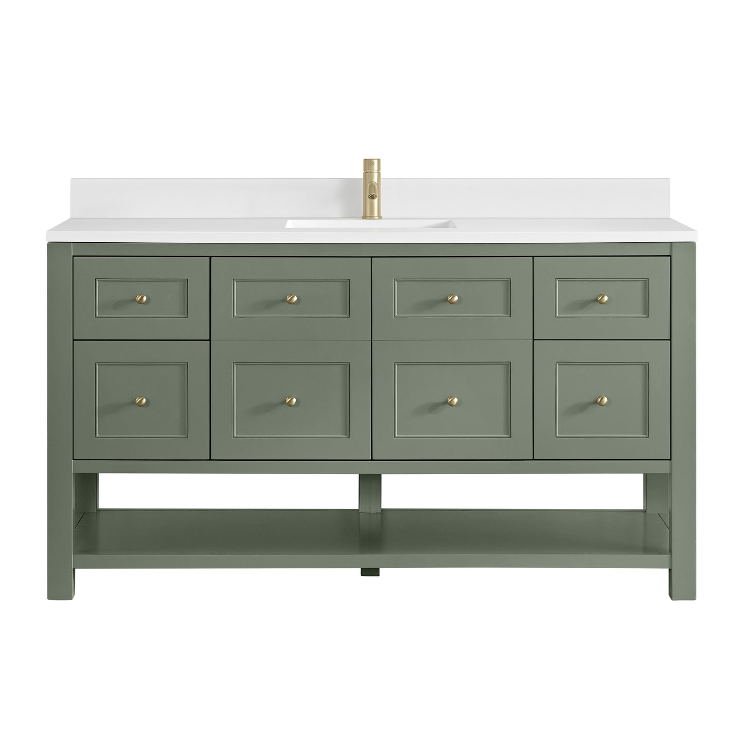 James Martin Vanities Breckenridge 60" Smokey Celadon Single Vanity With Single Hole 3cm White Zeus Quartz Top and Backsplash