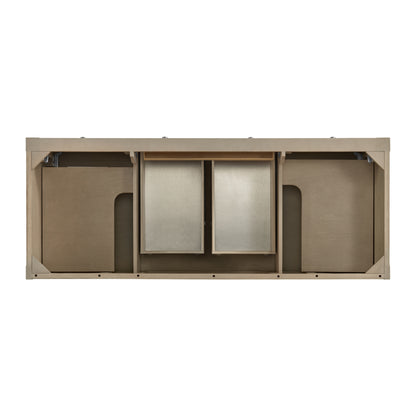 James Martin Vanities Breckenridge 60" Whitewashed Oak Double Vanity With 3 cm Eternal Jasmine Pearl Quartz Top and FreePower Wireless Charger