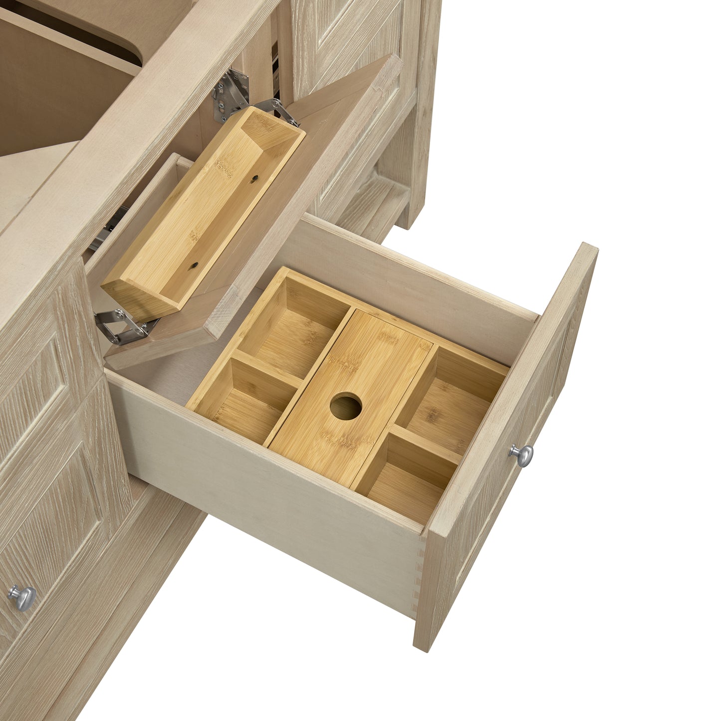 James Martin Vanities Breckenridge 60" Whitewashed Oak Double Vanity With 3cm Victorian Silver Quartz Top