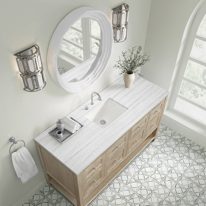 James Martin Vanities Breckenridge 60" Whitewashed Oak Single Vanity With 3cm Arctic Fall Solid Surface Top