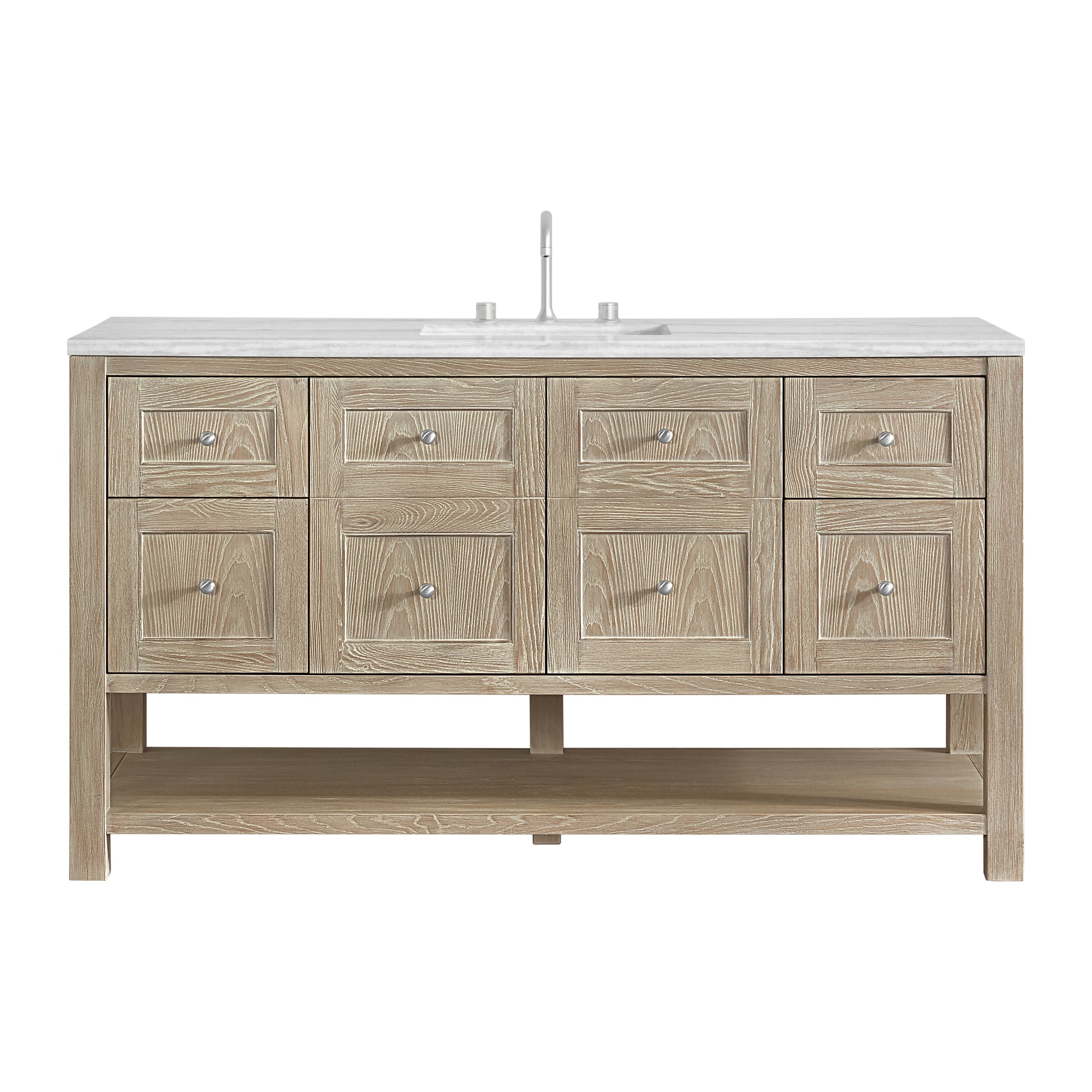 James Martin Vanities Breckenridge 60" Whitewashed Oak Single Vanity With 3cm Arctic Fall Solid Surface Top