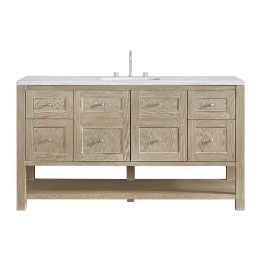 James Martin Vanities Breckenridge 60" Whitewashed Oak Single Vanity With 3cm Arctic Fall Solid Surface Top