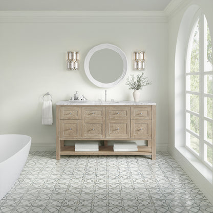 James Martin Vanities Breckenridge 60" Whitewashed Oak Single Vanity With 3cm Carrara Marble Top