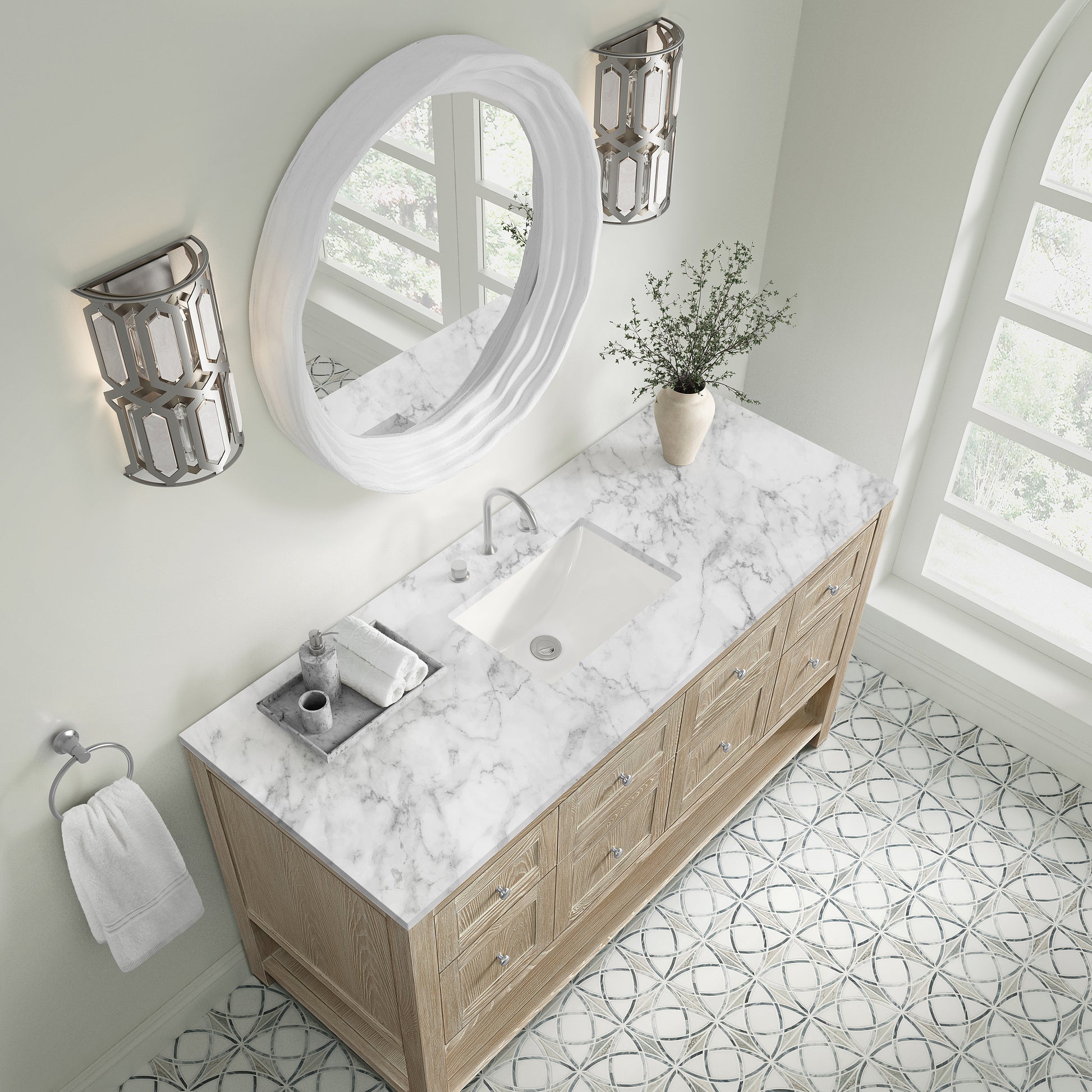 James Martin Vanities Breckenridge 60" Whitewashed Oak Single Vanity With 3cm Carrara Marble Top
