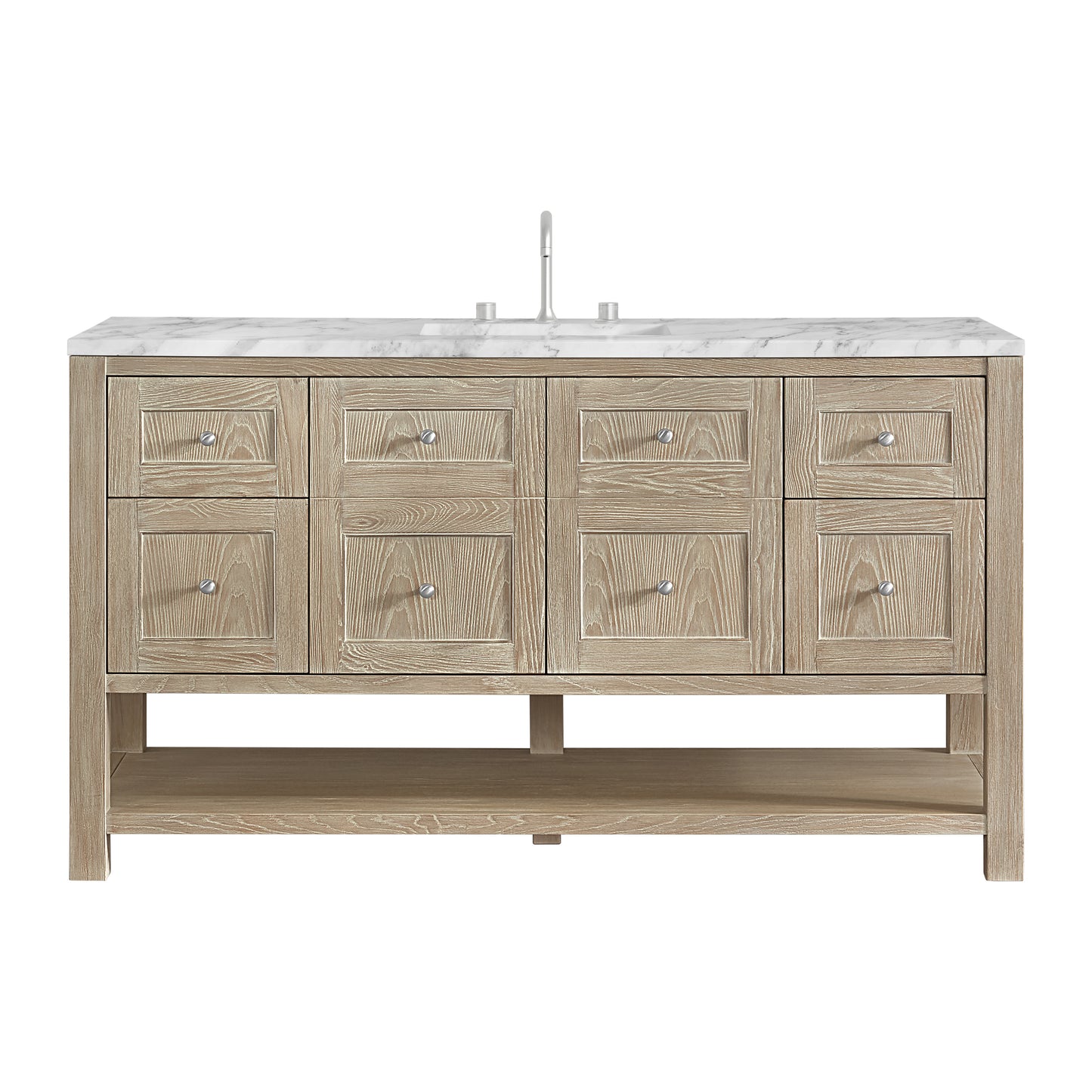 James Martin Vanities Breckenridge 60" Whitewashed Oak Single Vanity With 3cm Carrara Marble Top
