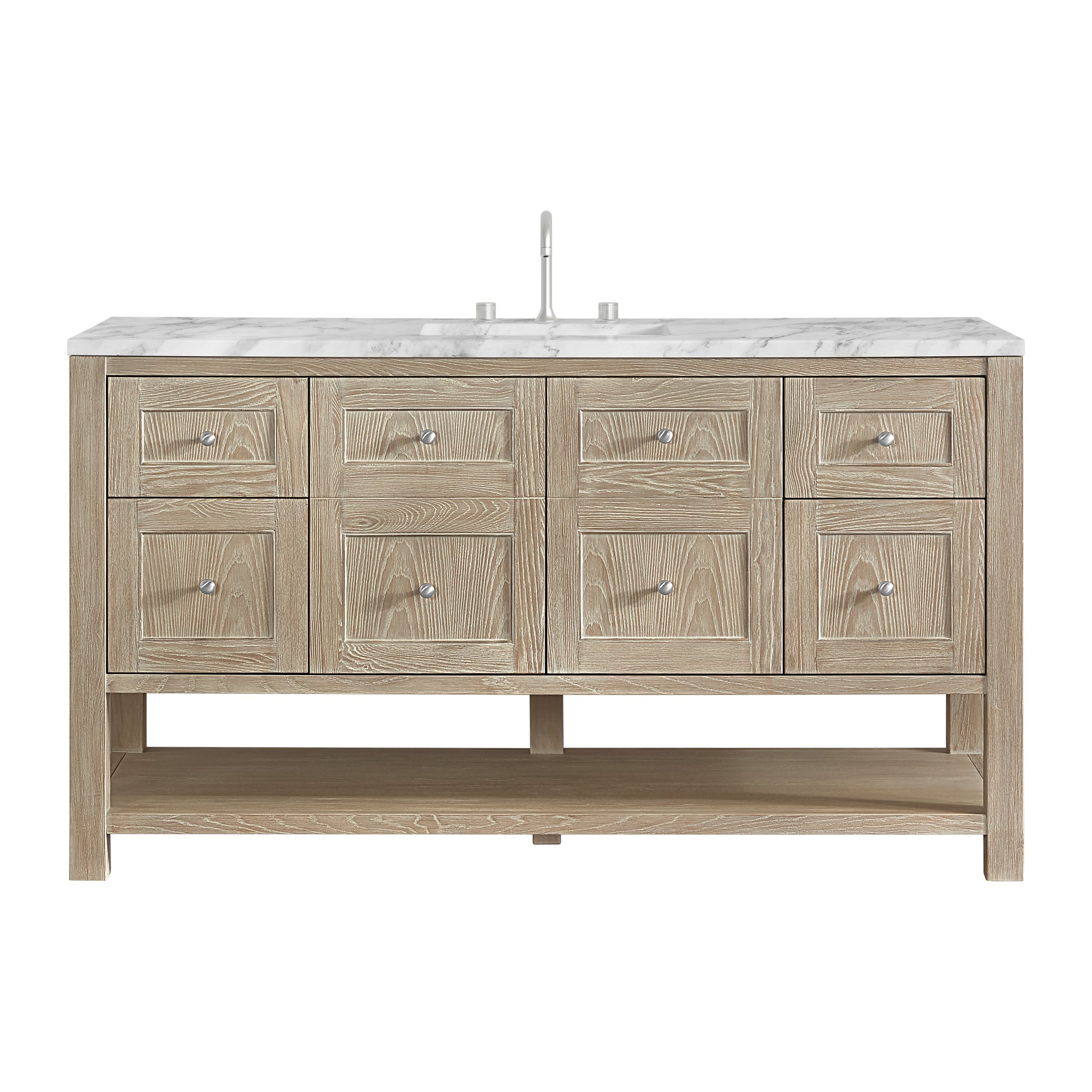 James Martin Vanities Breckenridge 60" Whitewashed Oak Single Vanity With 3cm Carrara Marble Top