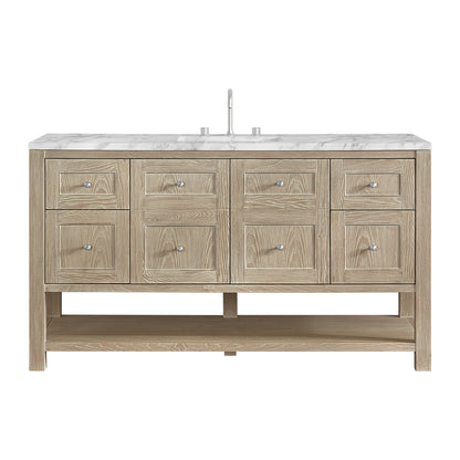 James Martin Vanities Breckenridge 60" Whitewashed Oak Single Vanity With 3cm Carrara Marble Top