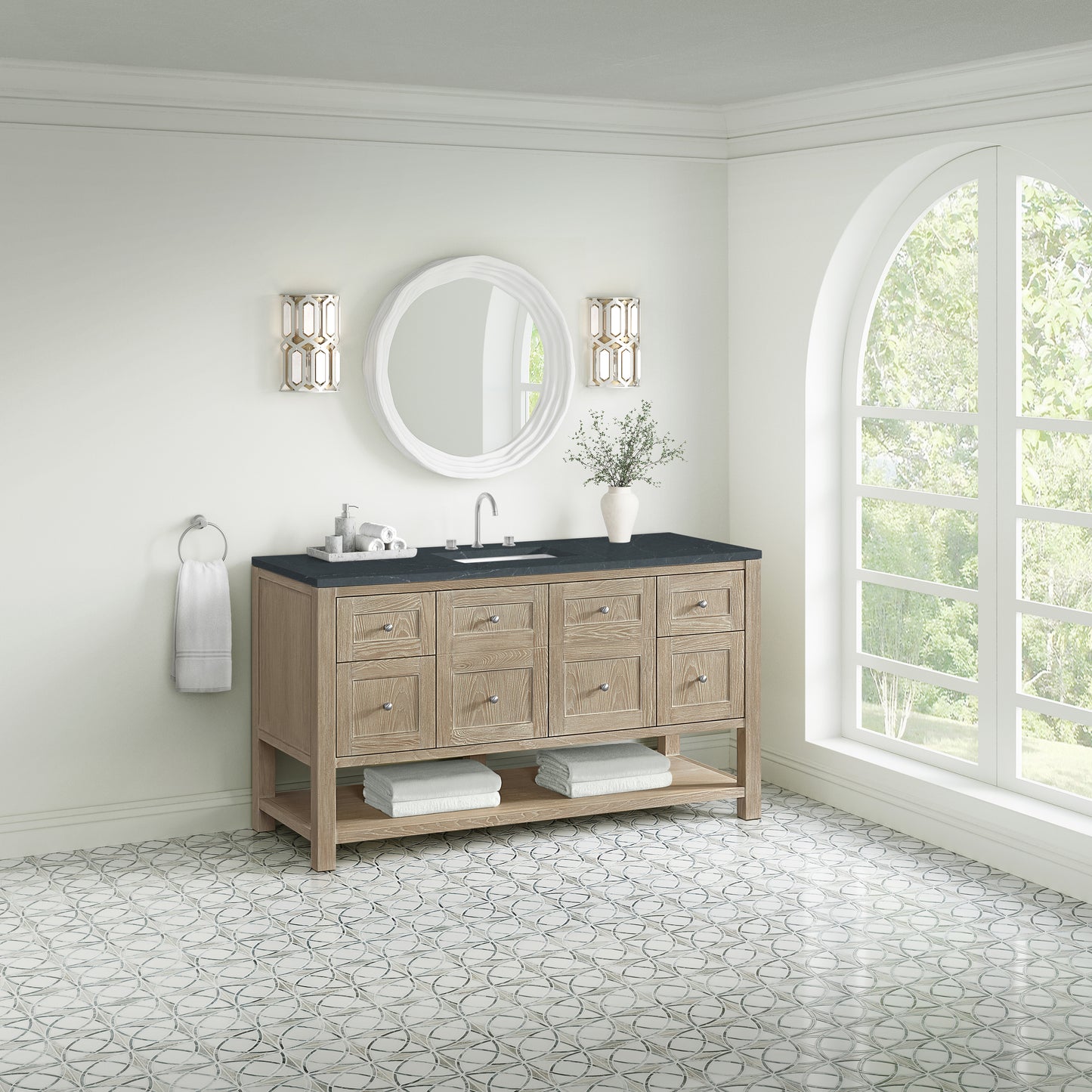 James Martin Vanities Breckenridge 60" Whitewashed Oak Single Vanity With 3cm Charcoal Soapstone Quartz Top