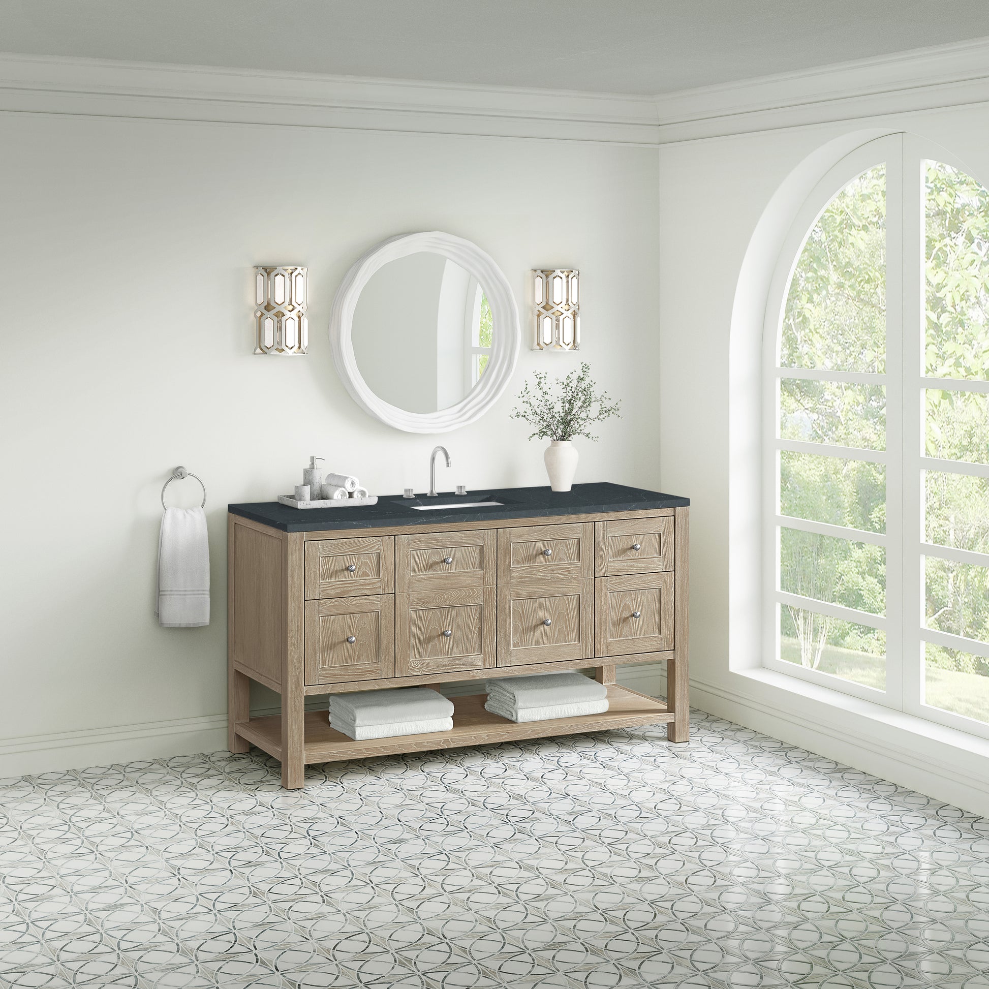 James Martin Vanities Breckenridge 60" Whitewashed Oak Single Vanity With 3cm Charcoal Soapstone Quartz Top