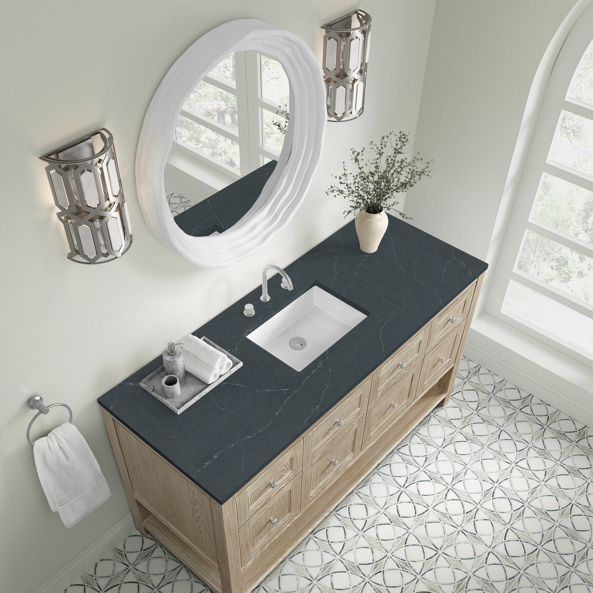 James Martin Vanities Breckenridge 60" Whitewashed Oak Single Vanity With 3cm Charcoal Soapstone Quartz Top