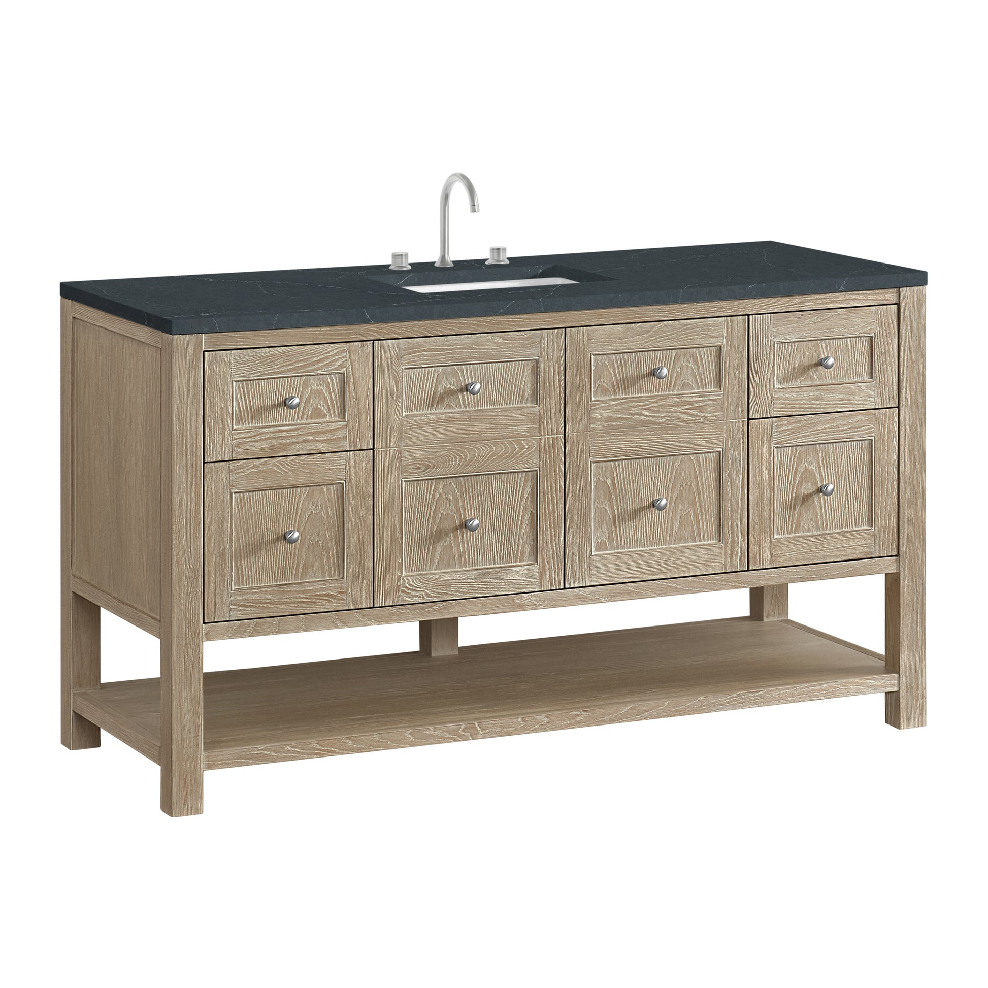 James Martin Vanities Breckenridge 60" Whitewashed Oak Single Vanity With 3cm Charcoal Soapstone Quartz Top