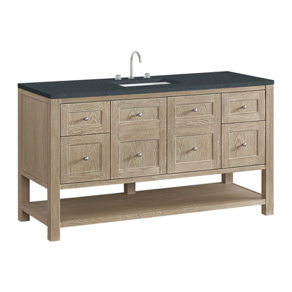 James Martin Vanities Breckenridge 60" Whitewashed Oak Single Vanity With 3cm Charcoal Soapstone Quartz Top