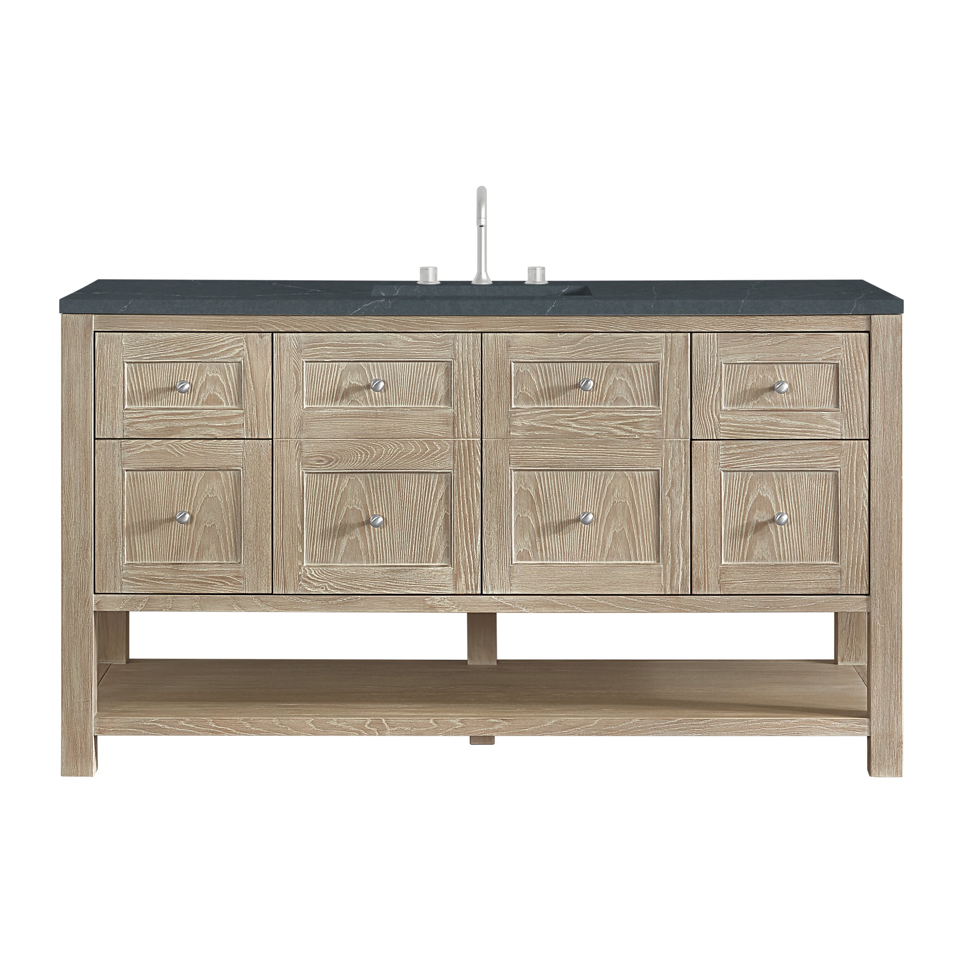 James Martin Vanities Breckenridge 60" Whitewashed Oak Single Vanity With 3cm Charcoal Soapstone Quartz Top