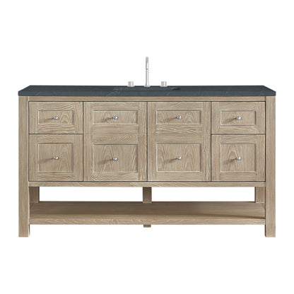 James Martin Vanities Breckenridge 60" Whitewashed Oak Single Vanity With 3cm Charcoal Soapstone Quartz Top
