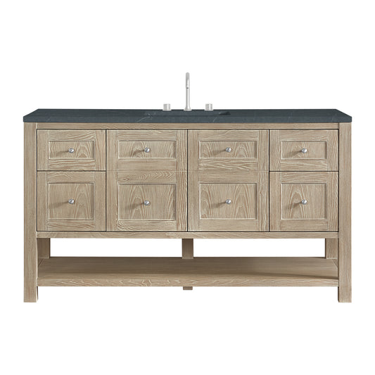 James Martin Vanities Breckenridge 60" Whitewashed Oak Single Vanity With 3cm Charcoal Soapstone Quartz Top