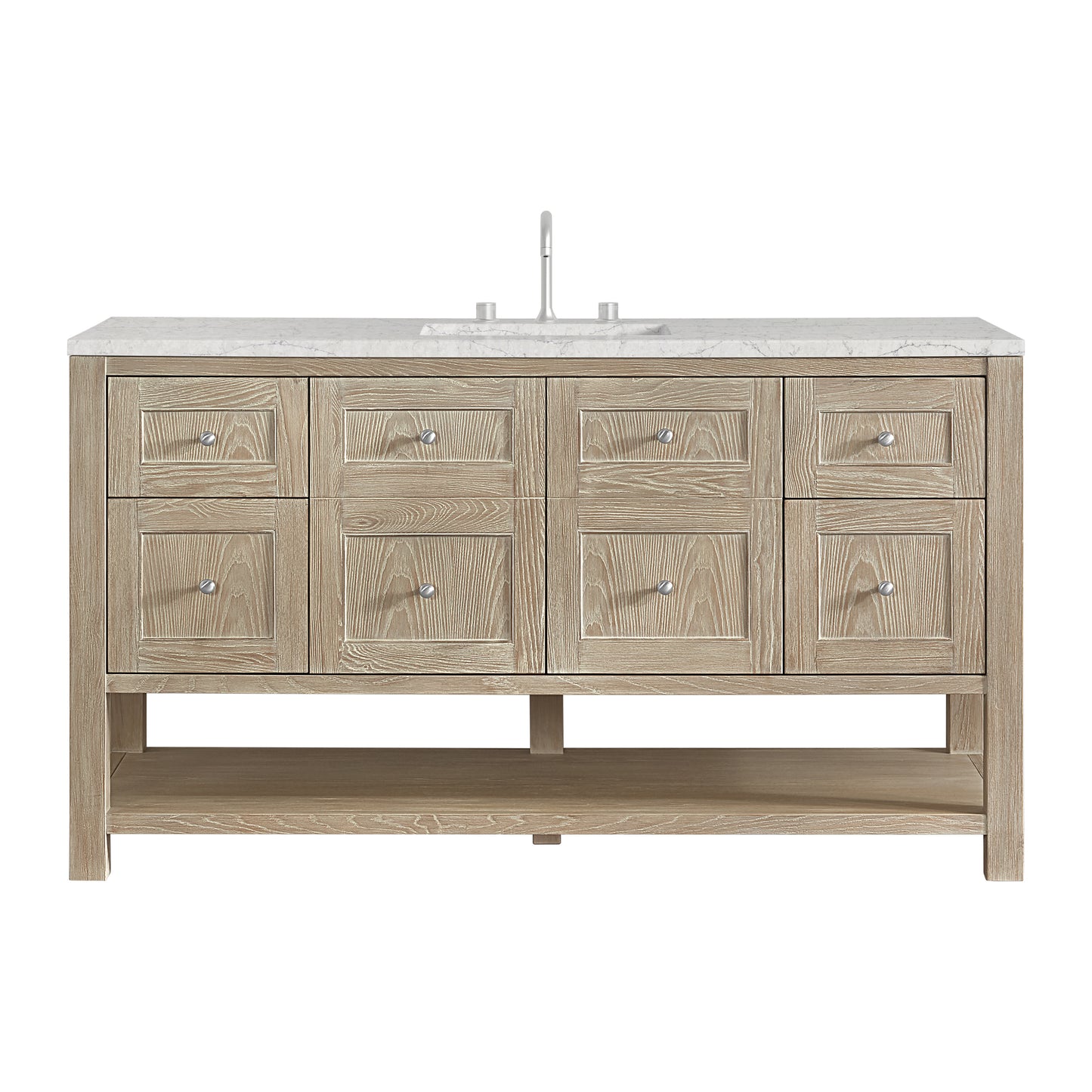 James Martin Vanities Breckenridge 60" Whitewashed Oak Single Vanity With 3cm Eternal Jasmine Pearl Silestone Top With FreePower Wireless Charger
