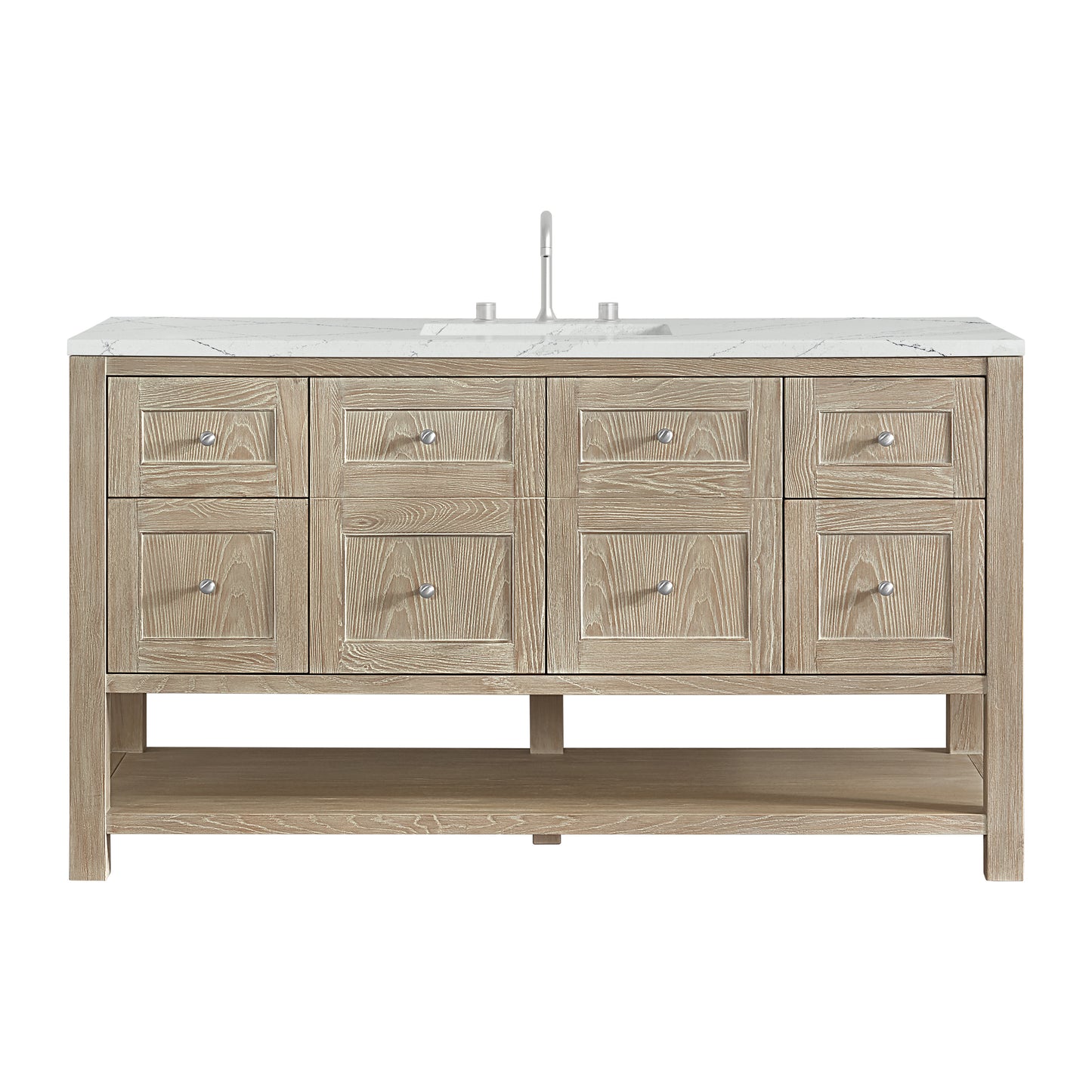 James Martin Vanities Breckenridge 60" Whitewashed Oak Single Vanity With 3cm Ethereal Noctis Quartz Top
