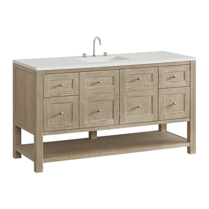 James Martin Vanities Breckenridge 60" Whitewashed Oak Single Vanity With 3cm Lime Delight Quartz Top