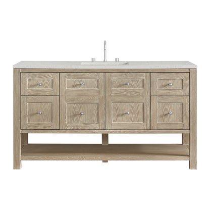 James Martin Vanities Breckenridge 60" Whitewashed Oak Single Vanity With 3cm Lime Delight Quartz Top
